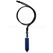 Natural Lapis Lazuli Bullet Pendant Necklace, Gemstone Jewelry for Women Men, 26.77 inch(68cm)(JN1043E)