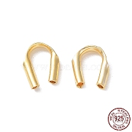 Rhodium Plated 925 Sterling Silver Wire Guardians, Real 18K Gold Plated, 5.5x4.5x1mm, Hole: 0.6mm(STER-P050-01G)