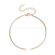 304 Stainless Steel Box Chains Bracelet Making, with 304 Stainless Steel Jump Rings and Lobster Claw Clasp, Golden & Stainless Steel Color, 7-1/8 inch(18cm), 0.2cm(AJEW-JB01113-01)