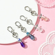 Angel Glass & Alloy Pendant Decoration, with Alloy Swivel Clasps, Mixed Color, 62mm, 4pcs/set(HJEW-YW00026-01)