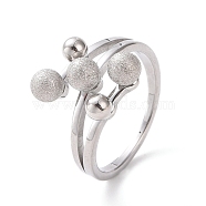 304 Stainless Steel Round Ball Finger Ring for Women, Stainless Steel Color, US Size 7(17.3mm)(RJEW-D120-13B-P)