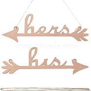 His and Hers Arrow Chair Signs Banner, for Wedding Anniversary Engagement Home Decoration, Camel, 355x98x6mm(DIY-WH0157-34)