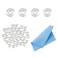 40Pcs 925 Sterling Silver Spacer Beads, Rondellle, with 1Pcs Suede Fabric Square Silver Polishing Cloth, Silver, 3x2mm, Hole: 1mm(STER-DC0001-29)