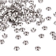 5-Petal 316 Surgical Stainless Steel Bead Caps, Stainless Steel Color, 4x1mm, Hole: 1mm, 155pcs/5g(X-STAS-N030-03P)