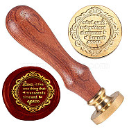 Golden Plated Brass Sealing Wax Stamp Head, with Wood Handle, for Envelopes Invitations, Gift Cards, Word, 83x22mm, Head: 7.5mm, Stamps: 25x14.5mm(AJEW-WH0208-958)