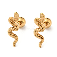Ion Plating(IP) 304 Stainless Steel Stud Earrings, Snake, Golden, 13x4mm(EJEW-Z034-17G)
