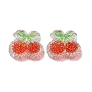 Fruit Transparent Epoxy Resin Decoden Cabochons, with Paillettes, Cherry, 19x21x10mm(CRES-I030-24A)
