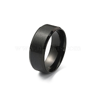 201 Stainless Steel Plain Band Ring for Men Women, Matte Gunmetal Color, US Size 8 1/4(18.3mm)(RJEW-WH0010-06D-MB)