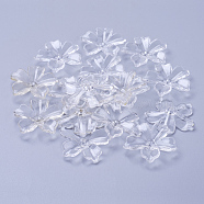 Flower Acrylic Beads, Transparent Clear Flower Bead Caps, about 29mm long, 6mm thick, hole: 2mm, about 425pcs/500g(PL670Y-1)
