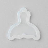 Food Grade Pendant Silicone Molds, Fondant Molds, For DIY Cake Decoration, Chocolate, Candy, UV Resin & Epoxy Resin Jewelry Making, Whale Tail Shape, White, 50x49x7mm(X-DIY-E021-24)