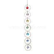 Faceted Glass Suncatchers, Rainbow Maker, Pendant Decorations, with Brass Cable Chains, Star, 295mm, Pendants: 13x13x7mm(HJEW-JM01649-03)