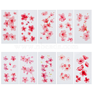 Flower Pattern Removable Temporary Water Proof Tattoos Paper Stickers, Pink, 10.4x5.4x0.02cm, 10sheets/set(AJEW-WH0413-03B)