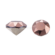 K9 Glass Rhinestone Cabochons, Pointed Back & Back Plated, Faceted, Diamond, Rose Gold, 5.3x4mm(RGLA-G005-5.3mm-001RG)