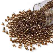 TOHO Round Seed Beads, Japanese Seed Beads, (2156S) Silver Lined Honey Amber, 8/0, 3mm, Hole: 1mm, about 10000pcs/pound(SEED-TR08-2156S)