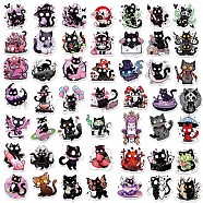 50Pcs Black Cat PVC Waterproof Sticker Labels, Self-adhesion, for Suitcase, Skateboard, Refrigerator, Helmet, Mobile Phone Shell, Mixed Color, 30~60mm(WICR-PW0016-11)