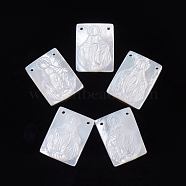 Natural White Shell Pendants, Religion, Rectangle with Virgin Mary, 15.5x11.5~12x2.5mm, Hole: 0.8mm(SSHEL-D083-28)