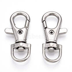 Alloy Swivel Lobster Claw Clasps, Swivel Snap Hook, Cadmium Free & Lead Free, Platinum, 39x18x6.5mm, Hole: 6.5x9.5mm(PALLOY-T088-01P)