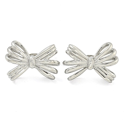 Non-Tarnish 304 Stainless Steel Stud Earrings for Women, Bowknot, Stainless Steel Color, 18.5x26mm(EJEW-S227-33P)