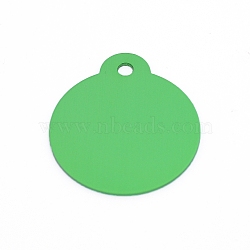 Aluminum Blank Pendants, Flat Round, Lime Green, 36x31.5x1mm, Hole: 3mm, 10pcs/bag(ALUM-WH0164-88I)