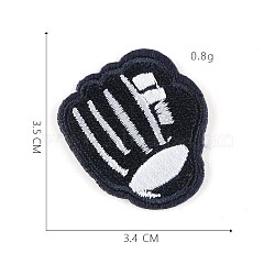 Computerized Embroidery Cloth Iron on/Sew on Patches, Sport Theme, Costume Accessories, Appliques, Baseball Gloves, Black, 3.5x3.4cm(DIY-F030-12E)