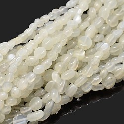 Natural White Moonstone Nuggets Beads Strands, Tumbled Stone, 5~10x6~7x3~7mm, hole: 1mm, about 14.9 inch~15.7 inch(X-G-J335-45)