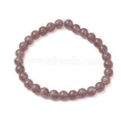 6mm Round Natural Strawberry Quartz Beaded Stretch Bracelets for Women Men, Inner Diameter: 2-1/8 inch(5.5cm), Round: 6mm(BJEW-JB10455)