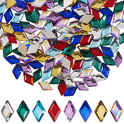 240Pcs 8 Colors Rhombus Glass Cabochons, Nail Art Decoration Accessories, Mixed Color, 6x4x1.5mm, 30pcs/color(GGLA-GF0002-02)