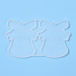 Christmas Themed DIY Pendant Silicone Molds, Resin Casting Molds, Clay Craft Mold Tools, Christmas Bell, White, 60x103x3.5mm, Hole: 2mm, Inner Diameter: 54x49mm(DIY-P030-34)