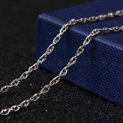 304 Stainless Steel Rope Chain Necklaces, with Lobster Claw Clasps, Stainless Steel Color, 29.72 inch(75.5cm)(NJEW-L437-01)