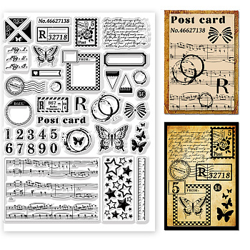 Custom PVC Plastic Stamps, for DIY Scrapbooking, Photo Album Decorative, Cards Making, Stamp Sheets, Film Frame, Mixed Shapes, 29.7x21cm