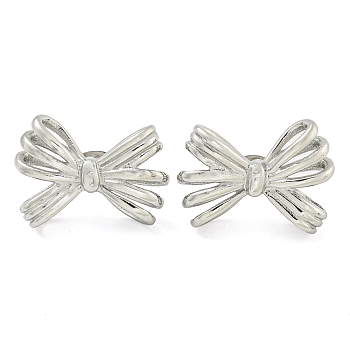 Non-Tarnish 304 Stainless Steel Stud Earrings for Women, Bowknot, Stainless Steel Color, 18.5x26mm