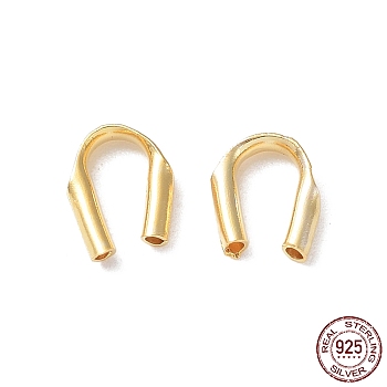 Rhodium Plated 925 Sterling Silver Wire Guardians, Real 18K Gold Plated, 5.5x4.5x1mm, Hole: 0.6mm