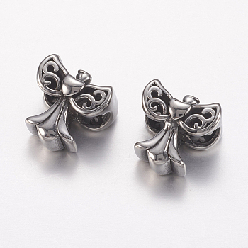 304 Stainless Steel Beads, Angel, Antique Silver, 14.5x14x10mm, Hole: 5.5mm