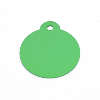Aluminum Blank Pendants, Flat Round, Lime Green, 36x31.5x1mm, Hole: 3mm, 10pcs/bag