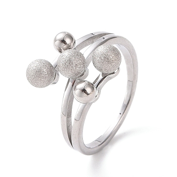 304 Stainless Steel Round Ball Finger Ring for Women, Stainless Steel Color, US Size 7(17.3mm)