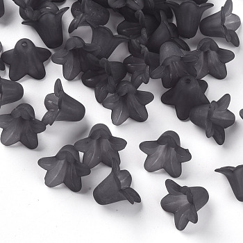 Transparent Acrylic Beads, Frosted, Flower, Gray, 17.5x12mm, Hole: 1.5mm, about 770pcs/500g