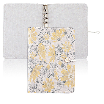 Cloth Binder Covers, for Binder Albums, Rectangle with Flower Pattern, Champagne Gold, 230x160x25.5mm