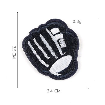Computerized Embroidery Cloth Iron on/Sew on Patches, Sport Theme, Costume Accessories, Appliques, Baseball Gloves, Black, 3.5x3.4cm