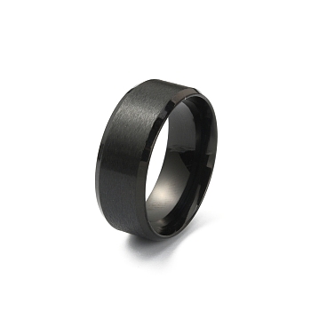 201 Stainless Steel Plain Band Ring for Men Women, Matte Gunmetal Color, US Size 8 1/4(18.3mm)