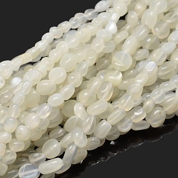 Natural White Moonstone Nuggets Beads Strands, Tumbled Stone, 5~10x6~7x3~7mm, hole: 1mm, about 14.9 inch~15.7 inch
