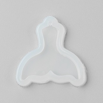 Food Grade Pendant Silicone Molds, Fondant Molds, For DIY Cake Decoration, Chocolate, Candy, UV Resin & Epoxy Resin Jewelry Making, Whale Tail Shape, White, 50x49x7mm