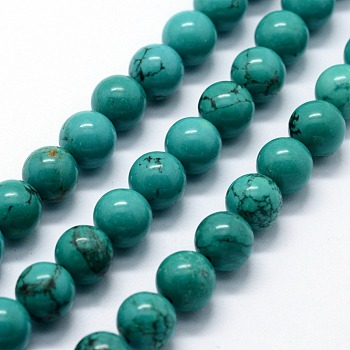 Natural Magnesite Beads Strands, Dyed & Heated, Round, 4mm, Hole: 0.6mm, about 95pcs/strand,  14.76 inch(37.5cm)