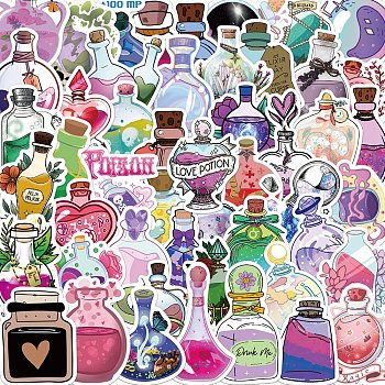 Magic Potion Theme PVC Plastic Sticker Labels, Waterproof Decals for Suitcase, Skateboard, Refrigerator, Helmet, Mobile Phone Shell, Bottle Pattern, 30~60mm, 50pcs/set
