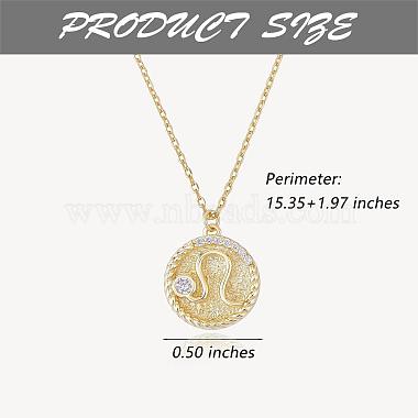 925 Sterling Silver 12 Constellation Necklace Gold Horoscope Zodiac Sign Necklace Round Astrology Pendant Necklace with Zircons Birthday Jewelry Gift for Women Men(JN1089G)-2