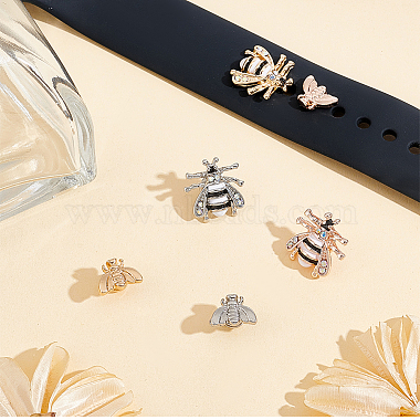 6pcs 6 styles abeilles en alliage de zinc avec clous de bracelet de montre en émail(FIND-UN0003-39)-2