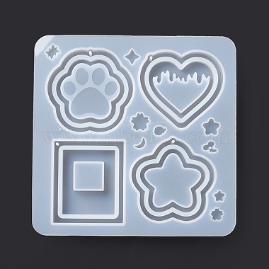 DIY PawPrint & Heart & Star & Rectangle Shaped Pendant Food-grade Silicone Molds(SIMO-D001-05)-3