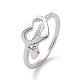 Crystal Rhinestone Heart with Arrow Finger Ring(RJEW-D120-18P)-1