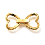 925 Sterling Silver Fold Over Clasps, Bowknot, Real 18K Gold Plated, 21x11x3mm(STER-B006-04G)