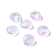 Transparent Spray Painted Glass Beads, Bear Claw Print, Lilac, 14x14x7mm, Hole: 1mm(GLAA-I050-12G)