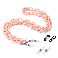 Eyeglasses Chains, Neck Strap for Eyeglasses, with Opaque Acrylic Cable Chains, 304 Stainless Steel Lobster Claw Clasps and Rubber Loop Ends, PeachPuff, 27.75 inch(70.5cm)(AJEW-EH00077-06)